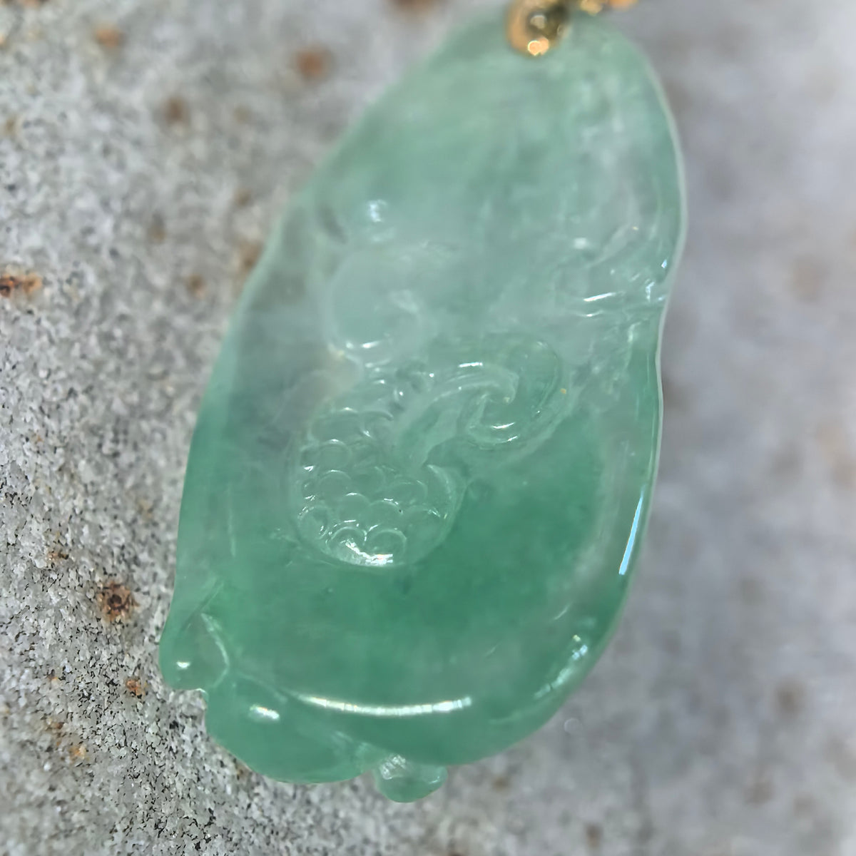 Icy Light Green Dragon Jadeite Pendant