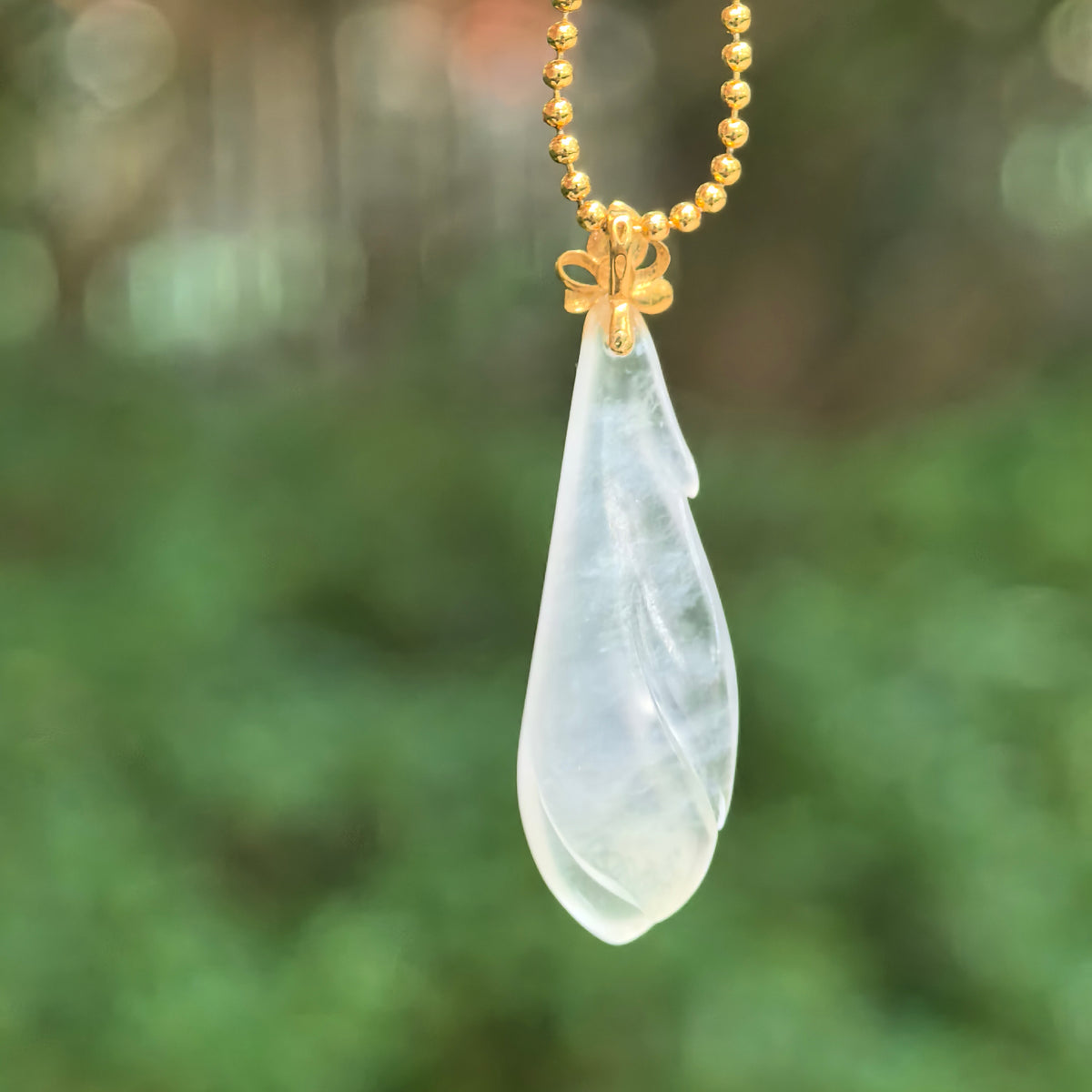 Icy White Jadeite Magnolia Pendant