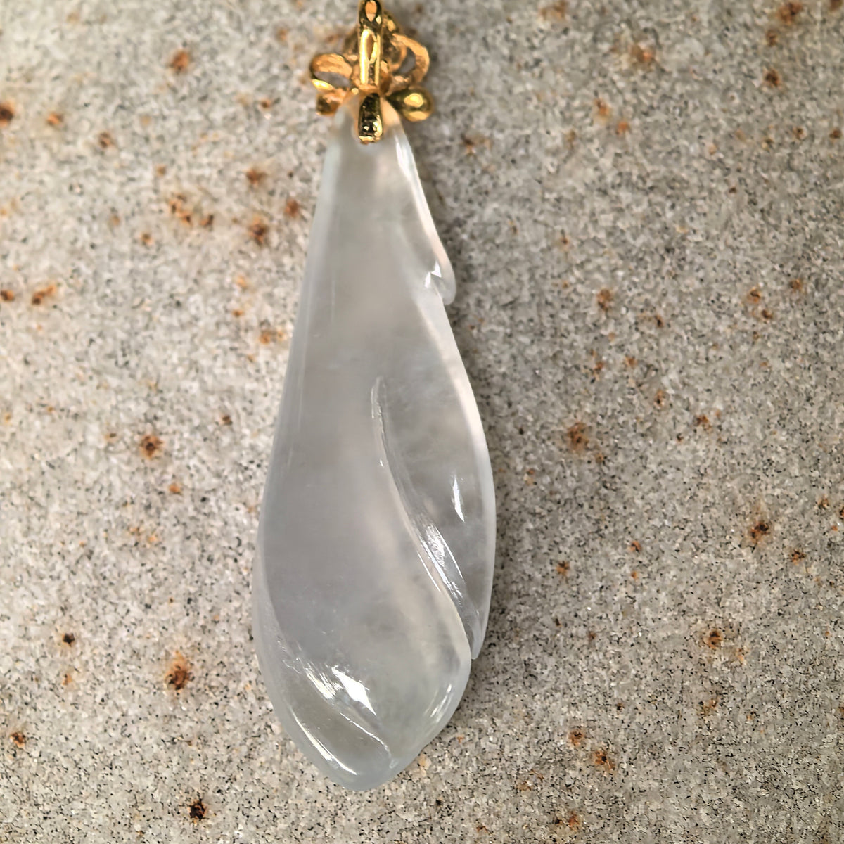 Icy White Jadeite Magnolia Pendant