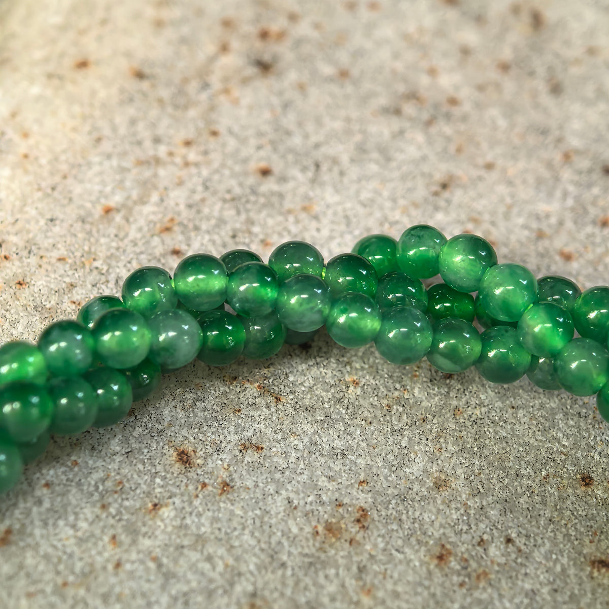 Icy Green Twisted Jadeite Bead Bracelet -3mm