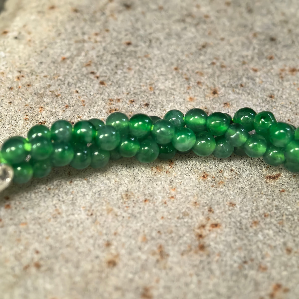 Icy Green Twisted Jadeite Bead Bracelet -3mm