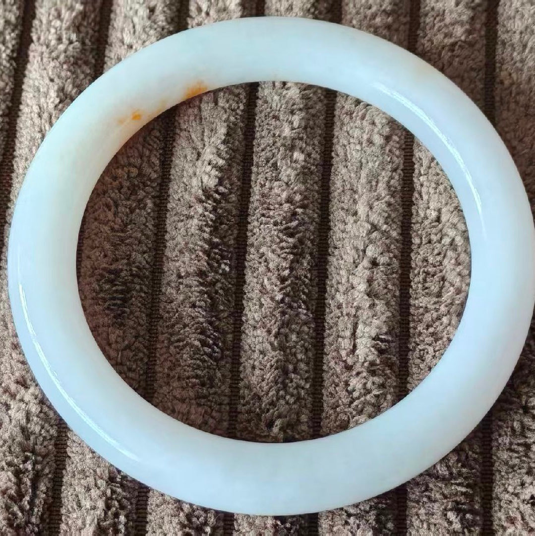 Natural Grade-A Jadeite Golden Splash Round Bangle · Burmese Jade 55mm