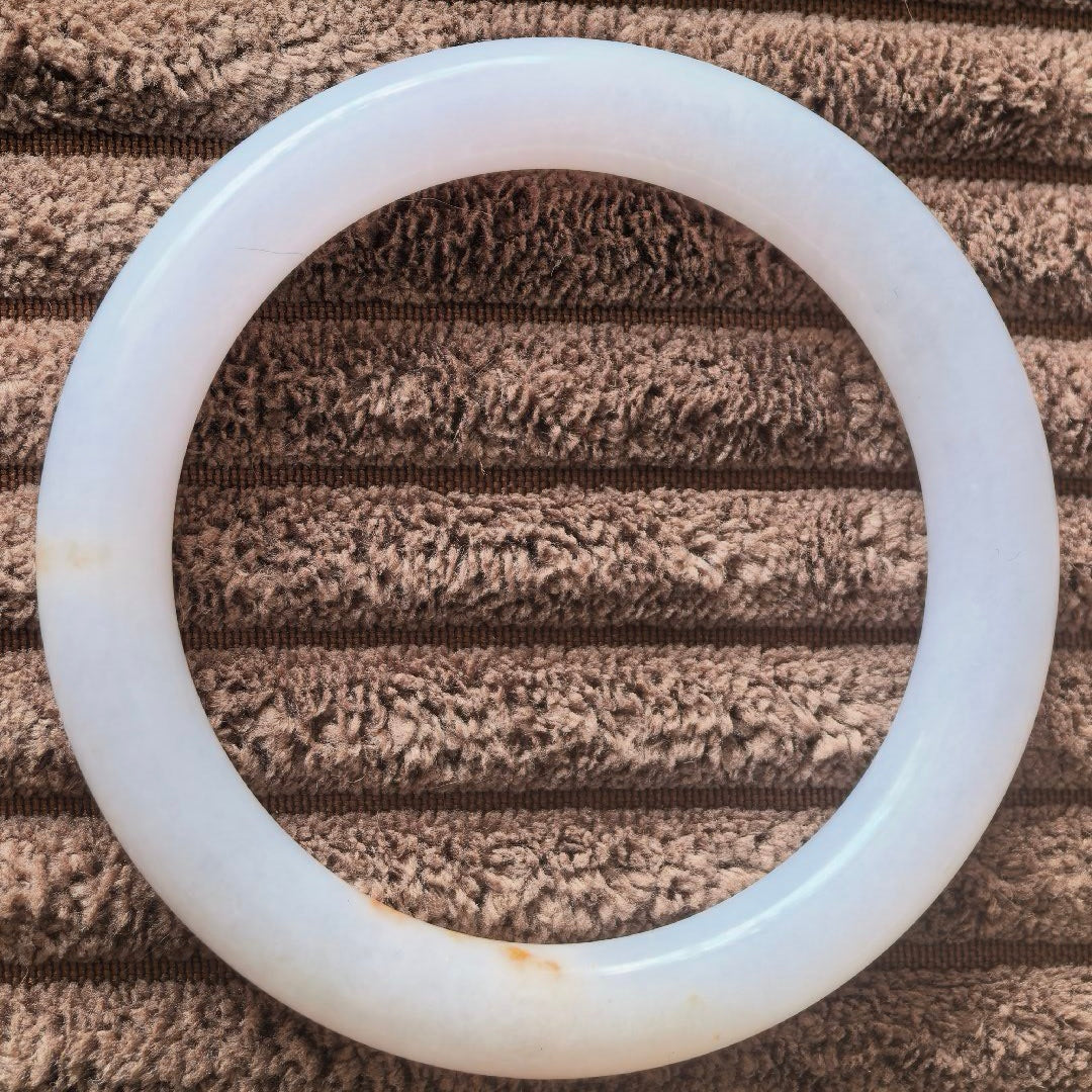 Natural Grade-A Jadeite Golden Splash Round Bangle · Burmese Jade 55mm