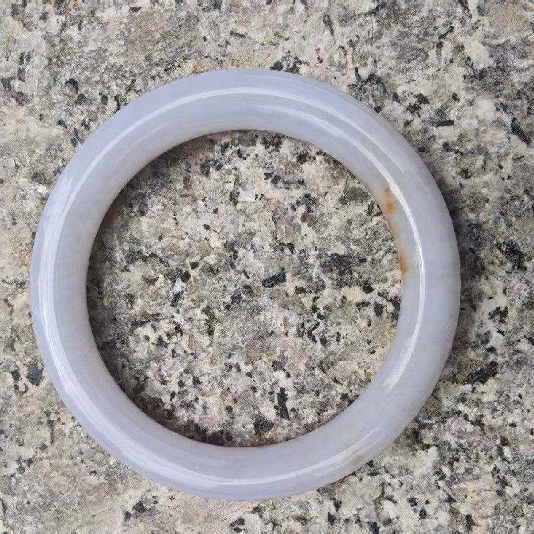 Natural Grade-A Jadeite Golden Splash Round Bangle · Burmese Jade 55mm