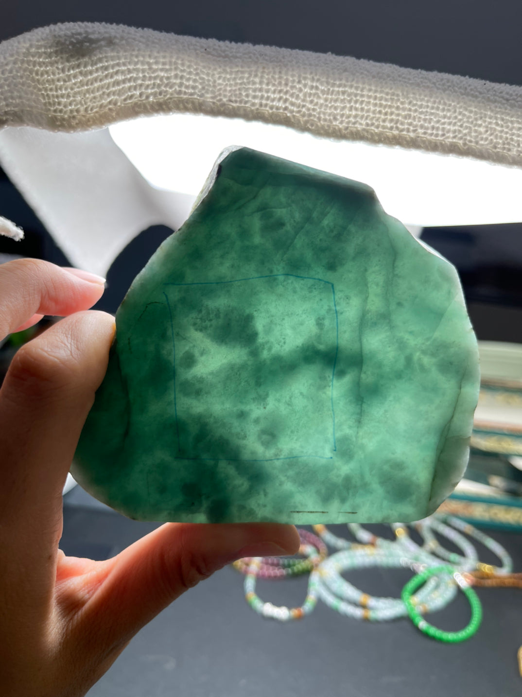 Green Jadeite Slab for Custom Design and Processing